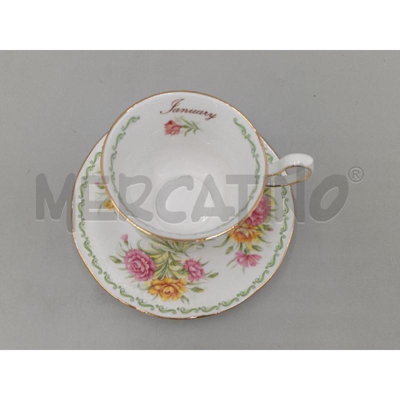 TAZZA PORCELLANA QUEEN'S GENNAIO DECORO FIORI | Mercatino dell'Usato Moncalieri bengasi 3