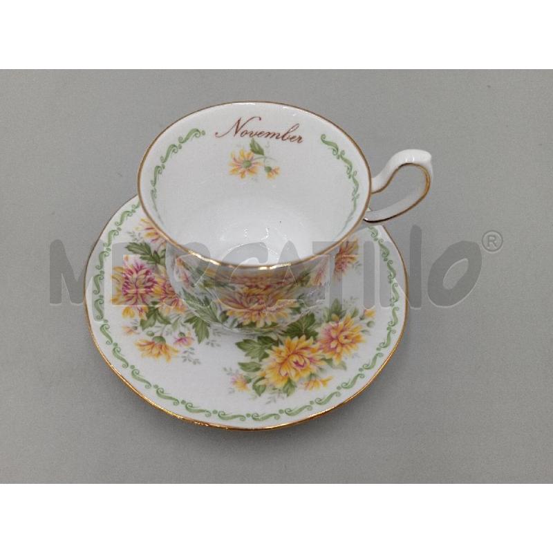 TAZZA PORCELLANA QUEEN'S MESE NOVEMBRE DECORO FIORI  | Mercatino dell'Usato Moncalieri bengasi 3