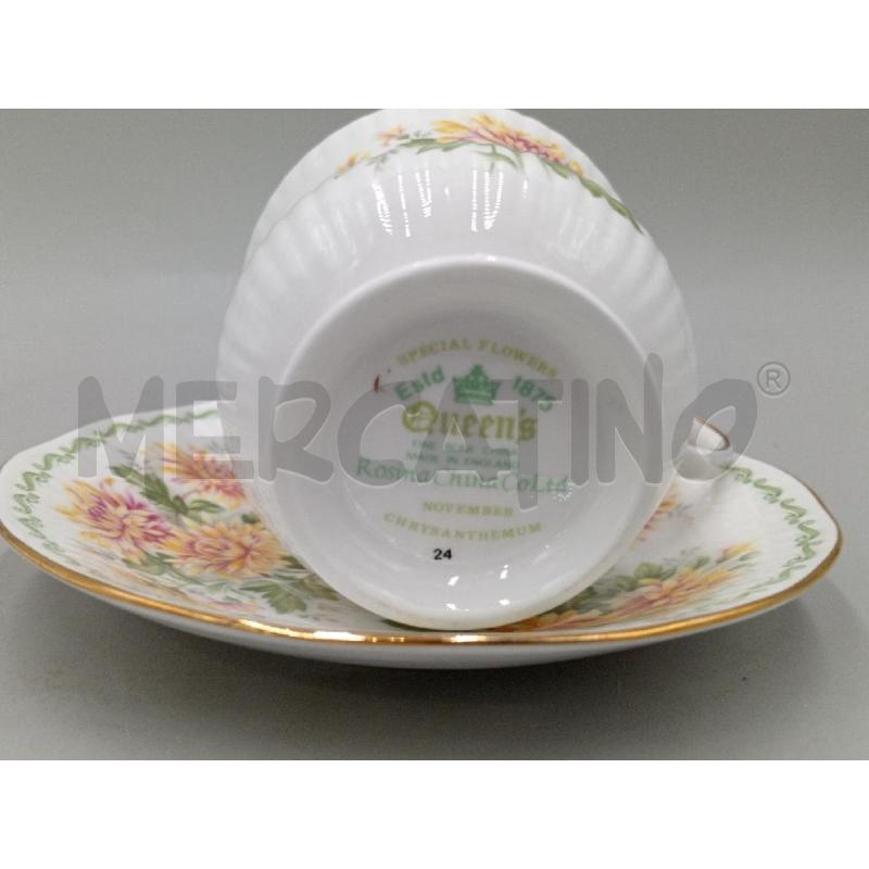TAZZA PORCELLANA QUEEN'S MESE NOVEMBRE DECORO FIORI  | Mercatino dell'Usato Moncalieri bengasi 4