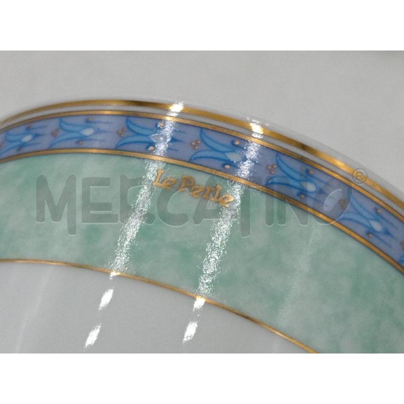 TAZZE PZ.6+3 CERAMICA BAVARIA EDIZIONE LE PERLE DECORO FASCIA VERDE E FIORI BLU  | Mercatino dell'Usato Moncalieri bengasi 3
