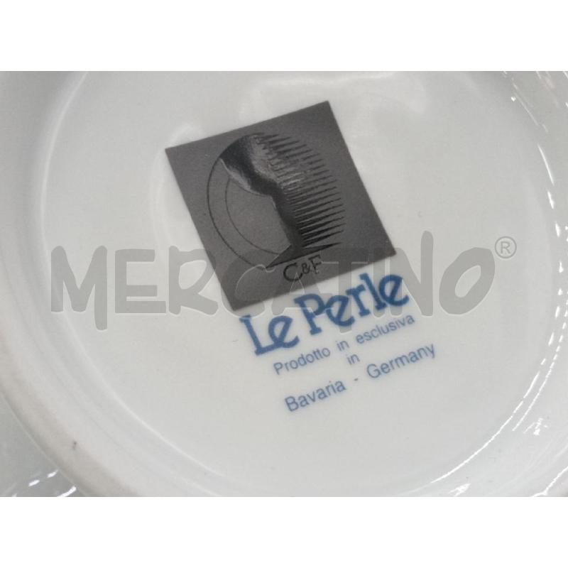 TAZZE PZ.6+3 CERAMICA BAVARIA EDIZIONE LE PERLE DECORO FASCIA VERDE E FIORI BLU  | Mercatino dell'Usato Moncalieri bengasi 4
