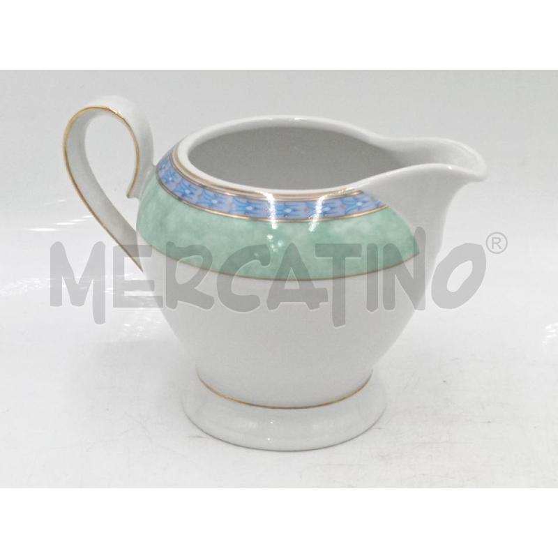 TAZZE PZ.6+3 CERAMICA BAVARIA EDIZIONE LE PERLE DECORO FASCIA VERDE E FIORI BLU  | Mercatino dell'Usato Moncalieri bengasi 5