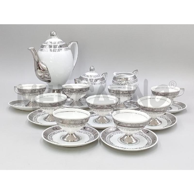 TAZZINE 9+3 PZ CERAMICA BAVARIA FASH BIANCA C/DECORO ARGENTATO | Mercatino dell'Usato Moncalieri bengasi 1