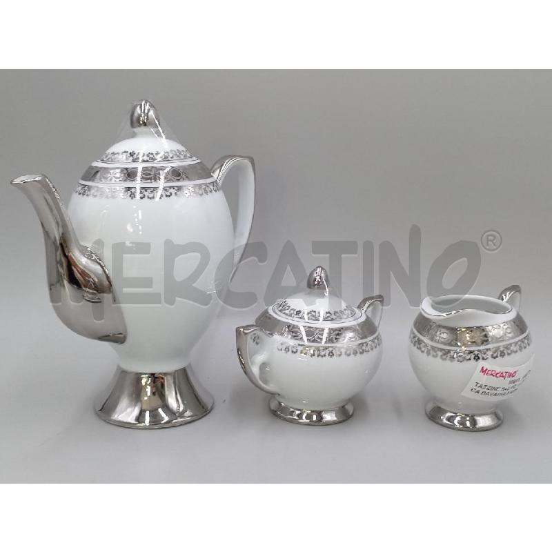 TAZZINE 9+3 PZ CERAMICA BAVARIA FASH BIANCA C/DECORO ARGENTATO | Mercatino dell'Usato Moncalieri bengasi 2