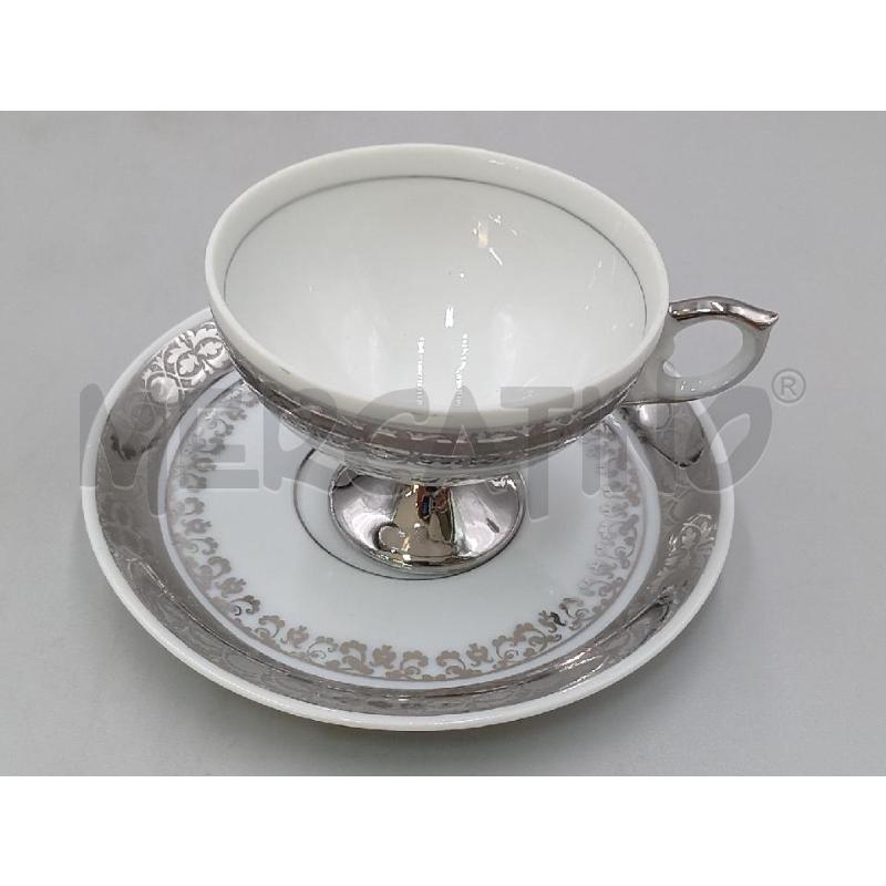 TAZZINE 9+3 PZ CERAMICA BAVARIA FASH BIANCA C/DECORO ARGENTATO | Mercatino dell'Usato Moncalieri bengasi 3