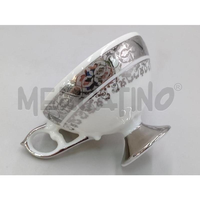 TAZZINE 9+3 PZ CERAMICA BAVARIA FASH BIANCA C/DECORO ARGENTATO | Mercatino dell'Usato Moncalieri bengasi 5