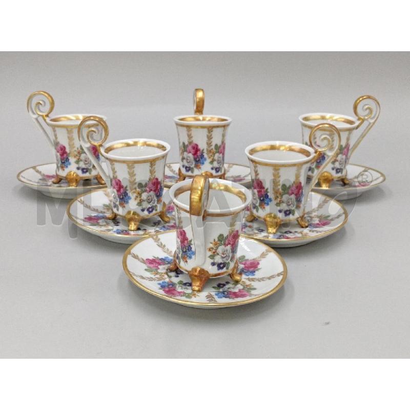TAZZINE CAFFE' PZ 6 RUDOLF WACHTER PORZELLAN BAVARIA CON DECORI FLOREALI | Mercatino dell'Usato Moncalieri bengasi 1