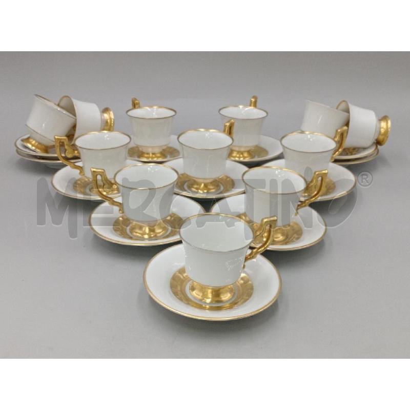 TAZZINE CERAMICA BAVARIA 12PZ BIANCHE C/BORDATURA DORATA  | Mercatino dell'Usato Moncalieri bengasi 1