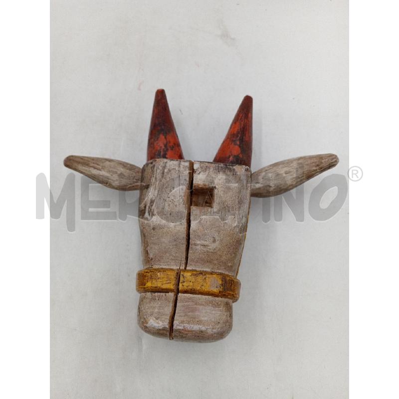 TESTA SCOLPITA LEGNO BUE ETNICA H. 28 | Mercatino dell'Usato Moncalieri bengasi 3