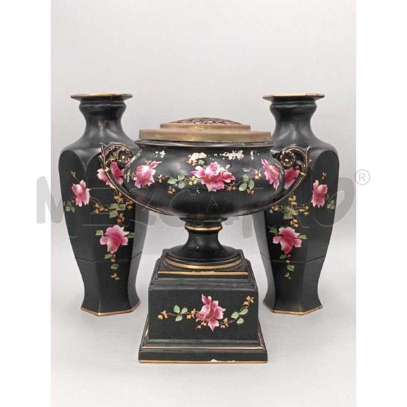 TRITTICO CAMINO VASI CERAMICA EXETER CON INCOLLATURA TEMA FIORI | Mercatino dell'Usato Moncalieri bengasi 1