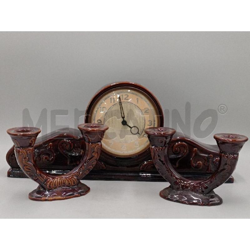 TRITTICO OROLOGIO CERAMICA CON 2 PORTACANDELE | Mercatino dell'Usato Moncalieri bengasi 1