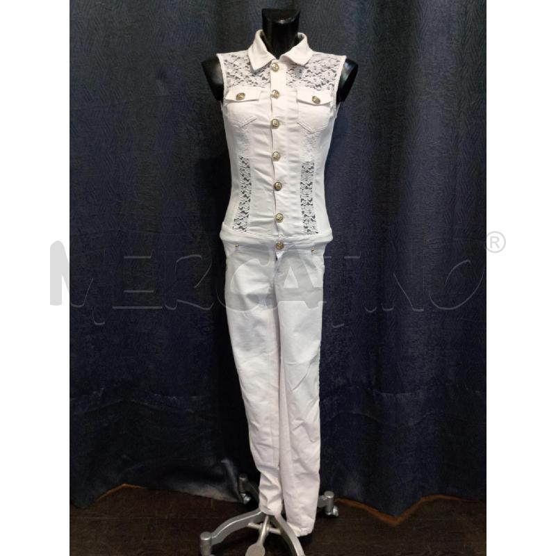 TUTA DONNA ARMANI JEANS BIANCA SLIM CON INSERTI IN PIZZO | Mercatino dell'Usato Moncalieri bengasi 1