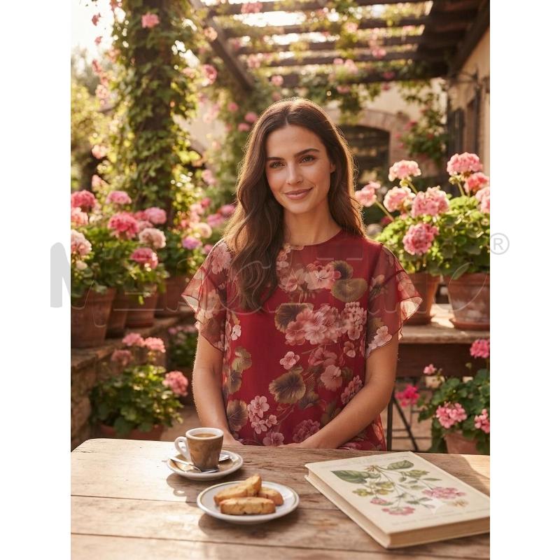 TWIN SET TWINSET CASACCA CON CANOTTA BORDEAUX CON FIORI  | Mercatino dell'Usato Moncalieri bengasi 1