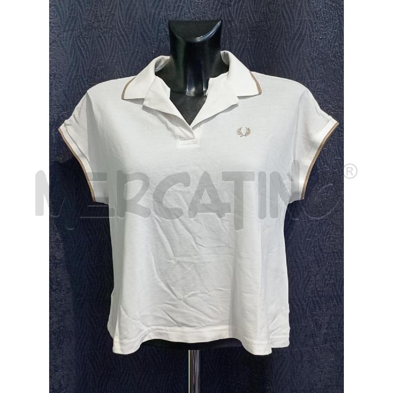 T SHIRT DONNA FRED PERRY BIANCA SMANICATA  | Mercatino dell'Usato Moncalieri bengasi 1