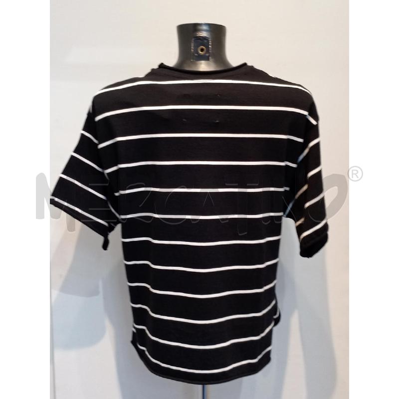 T SHIRT DONNA LABORATORIO NERA RIGHEE BIANCHE  | Mercatino dell'Usato Moncalieri bengasi 2