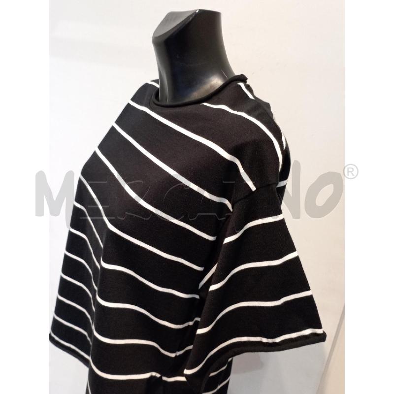 T SHIRT DONNA LABORATORIO NERA RIGHEE BIANCHE  | Mercatino dell'Usato Moncalieri bengasi 3