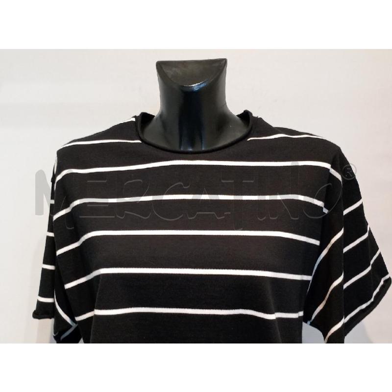 T SHIRT DONNA LABORATORIO NERA RIGHEE BIANCHE  | Mercatino dell'Usato Moncalieri bengasi 4