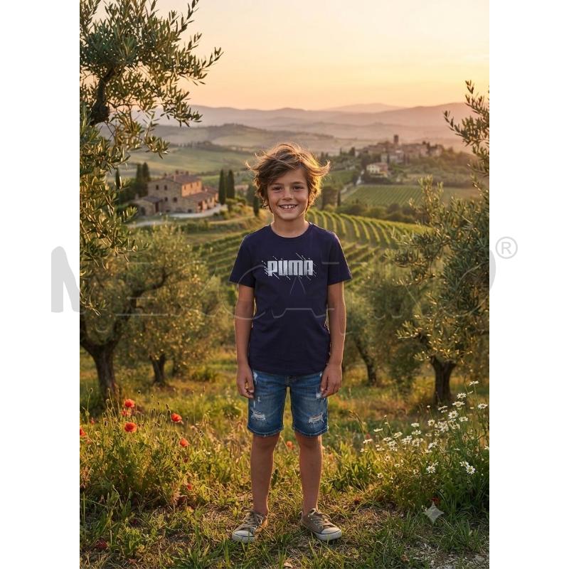 T SHIRT DONNA PUMA BLU LOGO BIANCO  | Mercatino dell'Usato Moncalieri bengasi 1