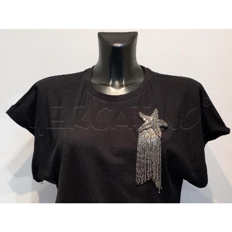 T SHIRT DONNA TWINSET NERA CON STELLA STRASS  | Mercatino dell'Usato Moncalieri bengasi 3