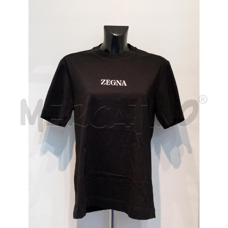 T SHIRT UOMO ZEGNA NERA LOGO BIANCO  | Mercatino dell'Usato Moncalieri bengasi 1