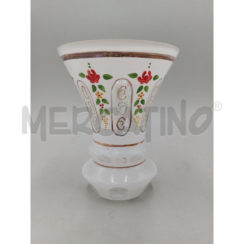 VASETTO VETRO STILE BOHEMIA BIANCO C/DECORO FLOREALE  | Mercatino dell'Usato Moncalieri bengasi 1