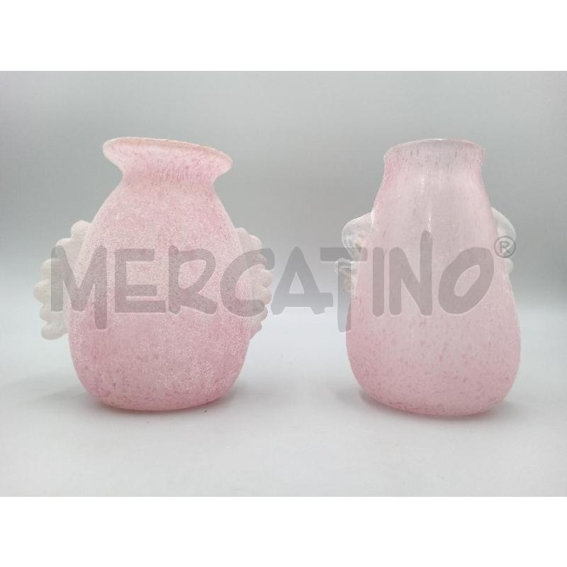 VASI COPPIA VETRO ACIDATO ROSA C/MANICI BIANCHI OPACHI LAVORATI | Mercatino dell'Usato Moncalieri bengasi 1