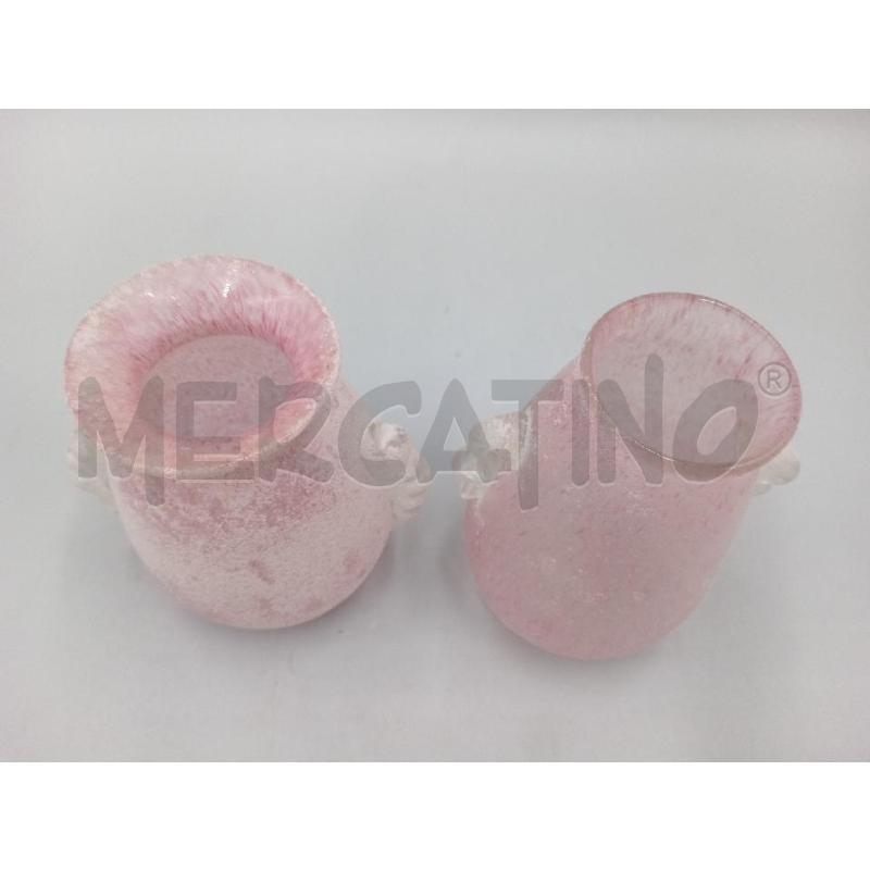 VASI COPPIA VETRO ACIDATO ROSA C/MANICI BIANCHI OPACHI LAVORATI | Mercatino dell'Usato Moncalieri bengasi 4