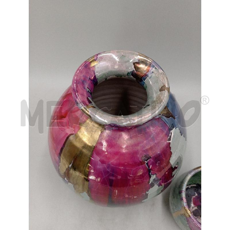 VASO CERAMIA SMALTATA ARTISTA CLAUDIO PULLI C/PICCOLO VASETTO ABBINATO  | Mercatino dell'Usato Moncalieri bengasi 2