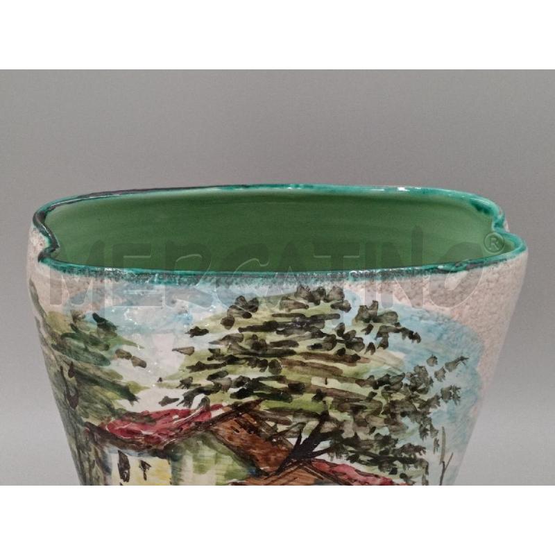 VASO CERAMICA ALBISOLA DECORO CASETTA NELLA NATURA | Mercatino dell'Usato Moncalieri bengasi 2