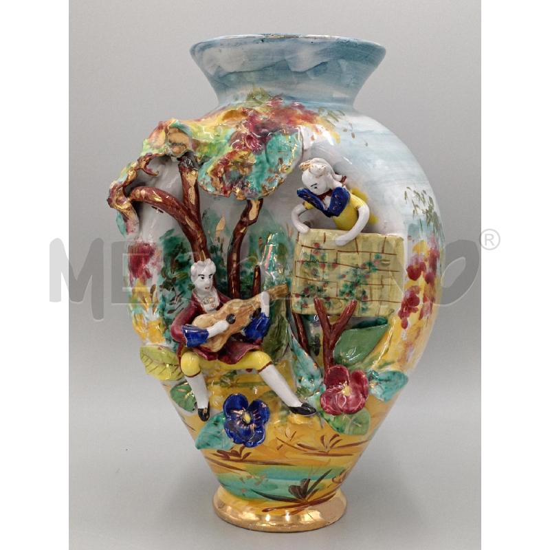 VASO CERAMICA DIPINTA SERENATA ALTO CM 37 | Mercatino dell'Usato Moncalieri bengasi 1