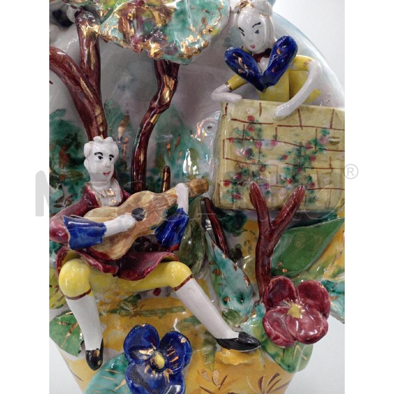 VASO CERAMICA DIPINTA SERENATA ALTO CM 37 | Mercatino dell'Usato Moncalieri bengasi 3