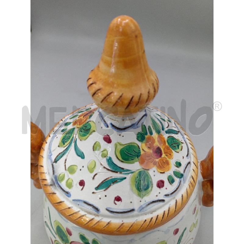VASO CERAMICA DOPPI MANICI C/COPERCHIO E DECORO FIORI  | Mercatino dell'Usato Moncalieri bengasi 3