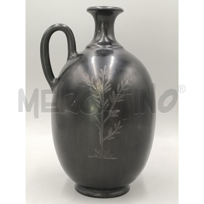 VASO CERAMICA GUBBIO CA ROSSI SCURO C/DECORO ARGENTATO H 25 CM  | Mercatino dell'Usato Moncalieri bengasi 2