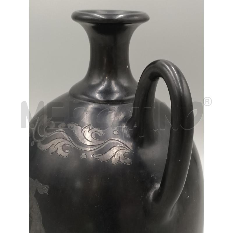 VASO CERAMICA GUBBIO CA ROSSI SCURO C/DECORO ARGENTATO H 25 CM  | Mercatino dell'Usato Moncalieri bengasi 3