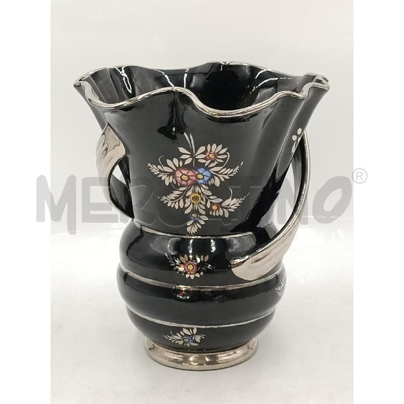 VASO CERAMICA NERO FIORI DERUTA | Mercatino dell'Usato Moncalieri bengasi 1