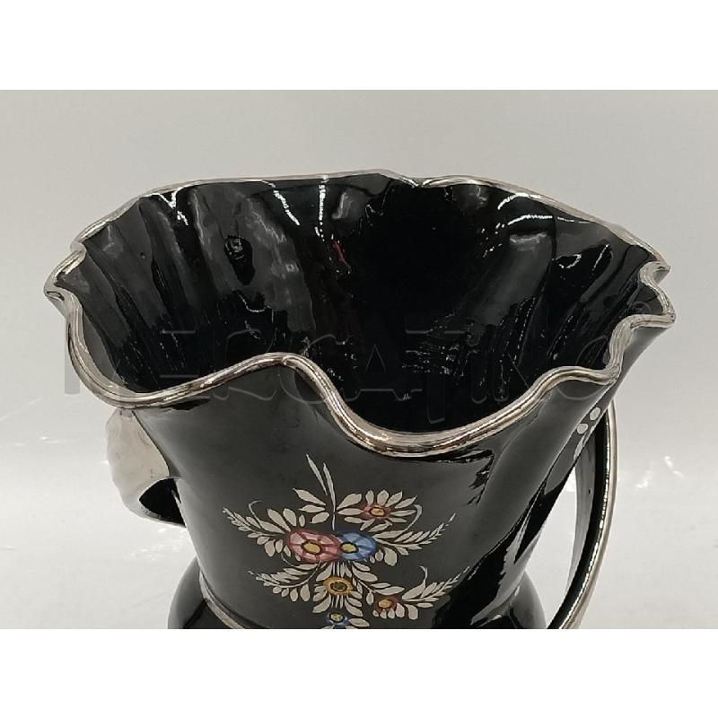 VASO CERAMICA NERO FIORI DERUTA | Mercatino dell'Usato Moncalieri bengasi 2