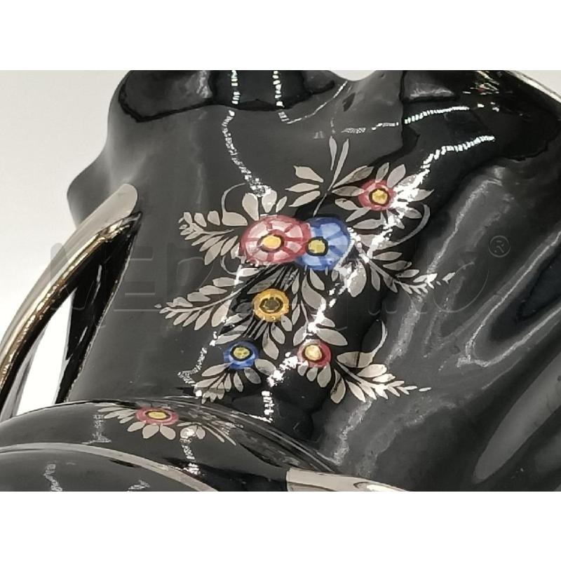 VASO CERAMICA NERO FIORI DERUTA | Mercatino dell'Usato Moncalieri bengasi 4