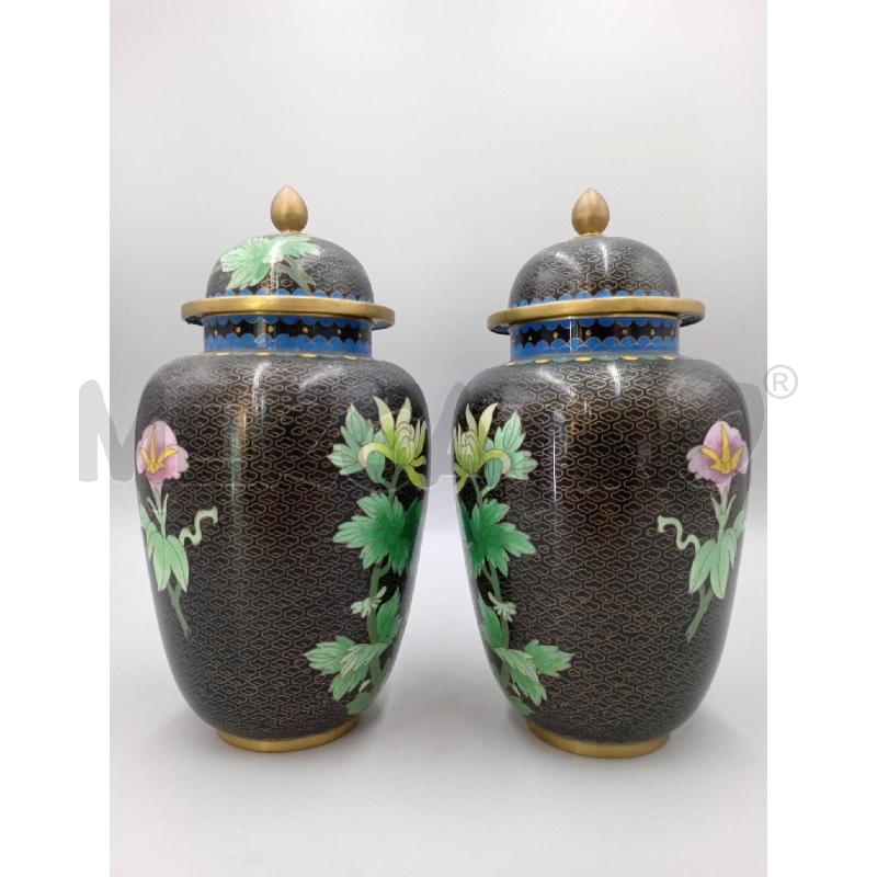 VASO COPPIA CLOISONNE DECORO FIORI CON TAPPO  | Mercatino dell'Usato Moncalieri bengasi 3