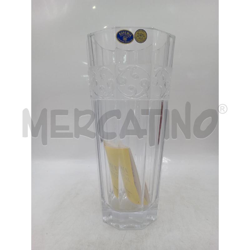 VASO CRISTALLO BOHEMIA C/BORDO FASCIA LAVORATA  | Mercatino dell'Usato Moncalieri bengasi 1