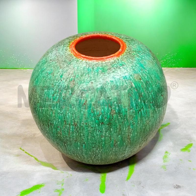 VASO GIGANTE MAIOLICA ALBISOLA MGA TURCHESE ARANCIO  | Mercatino dell'Usato Moncalieri bengasi 1