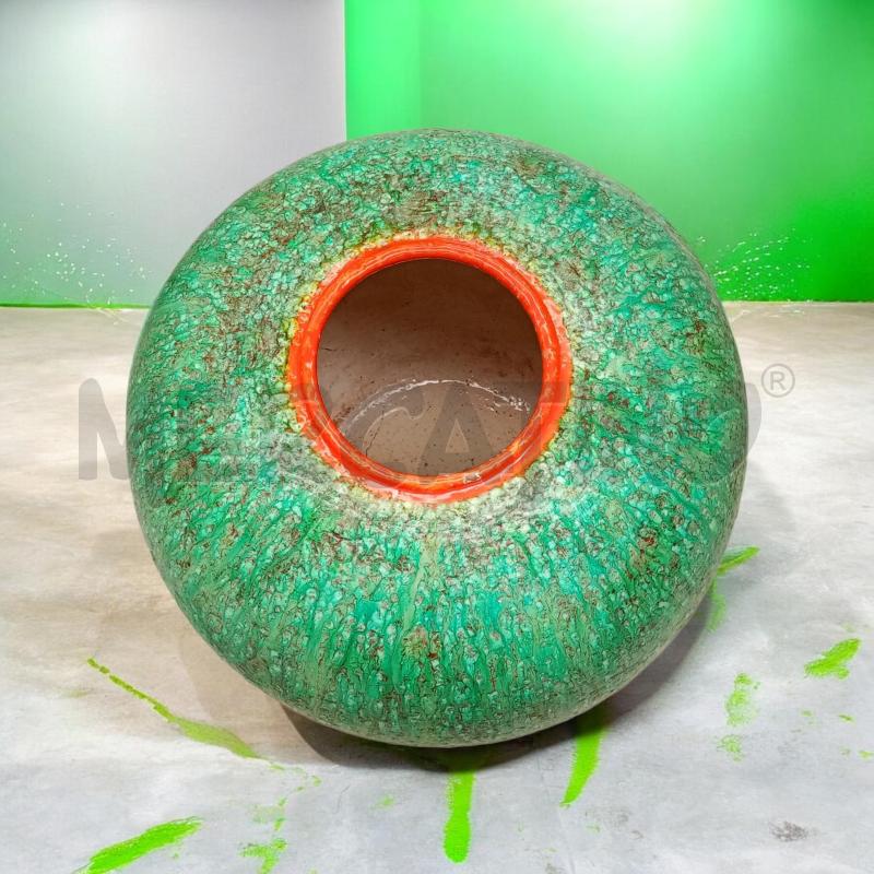 VASO GIGANTE MAIOLICA ALBISOLA MGA TURCHESE ARANCIO  | Mercatino dell'Usato Moncalieri bengasi 3