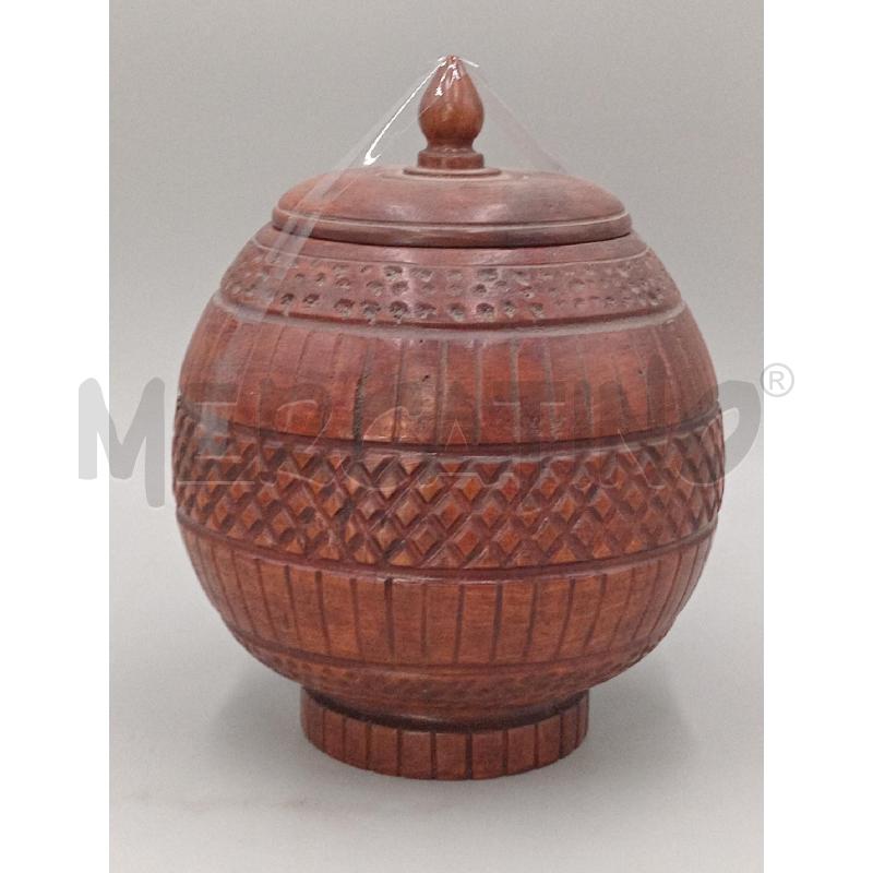 VASO LEGNO SCOLPITO ARTIGIANALE C/COPERCHIO | Mercatino dell'Usato Moncalieri bengasi 1