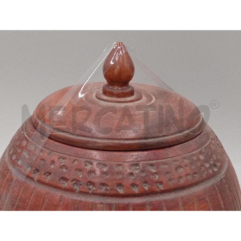 VASO LEGNO SCOLPITO ARTIGIANALE C/COPERCHIO | Mercatino dell'Usato Moncalieri bengasi 2