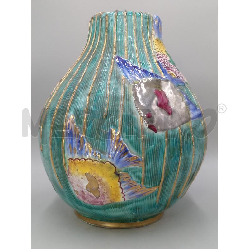VASO MAIOLICA PESCI STILE ALBISOLA H.35 CM | Mercatino dell'Usato Moncalieri bengasi 1