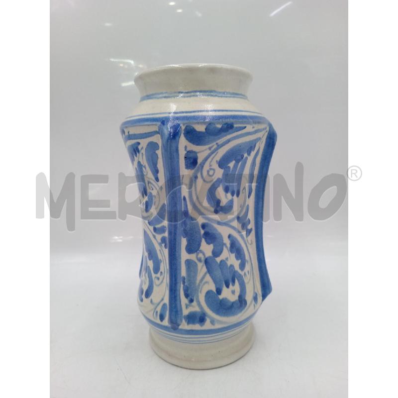 VASO TERRACOTTA MAIOLICATO DECORI BLU FIRMATO | Mercatino dell'Usato Moncalieri bengasi 1