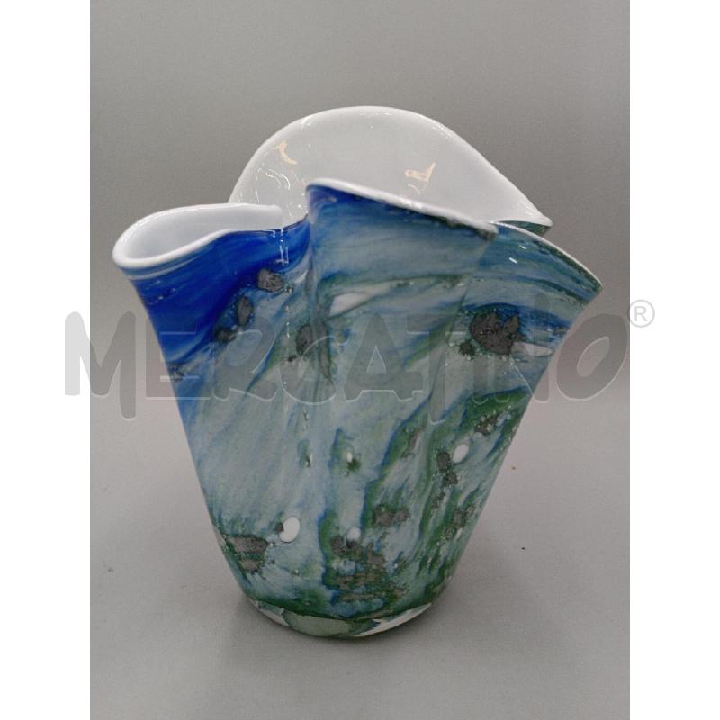 VASO VETRO ARREDAMENTO STILE MURANO COLORAZIONI VARIAZIONI AZZURRO BOLLE INTERNE  | Mercatino dell'Usato Moncalieri bengasi 1