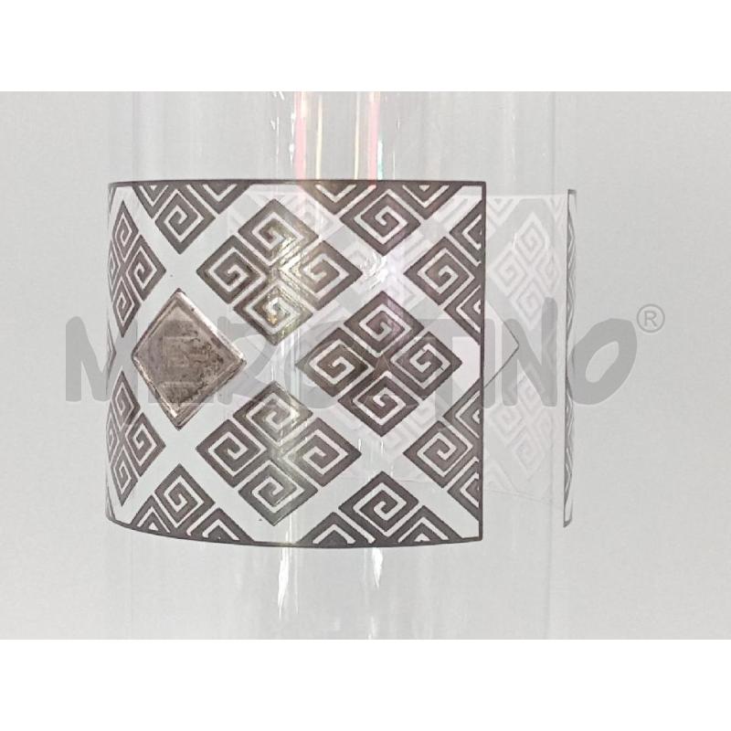 VASO VETRO CILINDRICO INSERTI METALLICI E ROMBI ALTO CM 29 | Mercatino dell'Usato Moncalieri bengasi 2