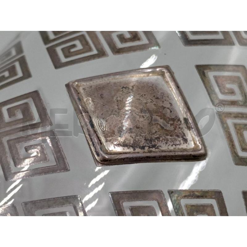 VASO VETRO CILINDRICO INSERTI METALLICI E ROMBI ALTO CM 29 | Mercatino dell'Usato Moncalieri bengasi 5