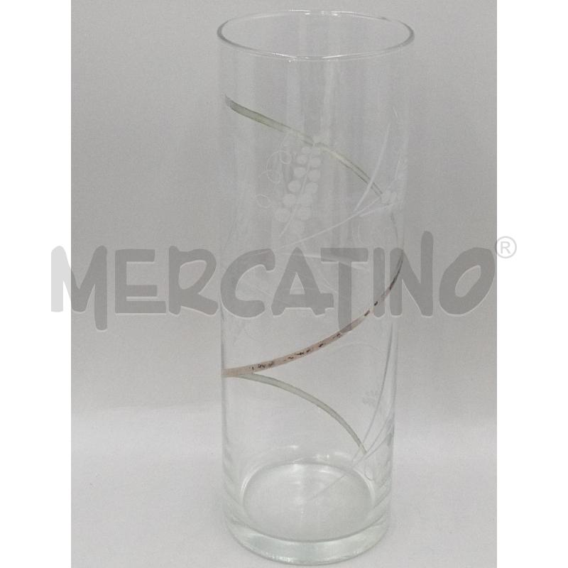VASO VETRO CILINDRICO PORTA FIORI C/LAVORAZIONE OVETTA E SPIRALE METALLO CROMATO  | Mercatino dell'Usato Moncalieri bengasi 1