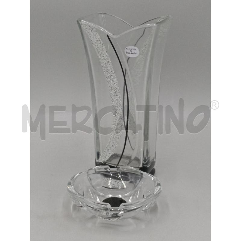 VASO VETRO ITALY CON POSACENERE BASE NERA | Mercatino dell'Usato Moncalieri bengasi 1